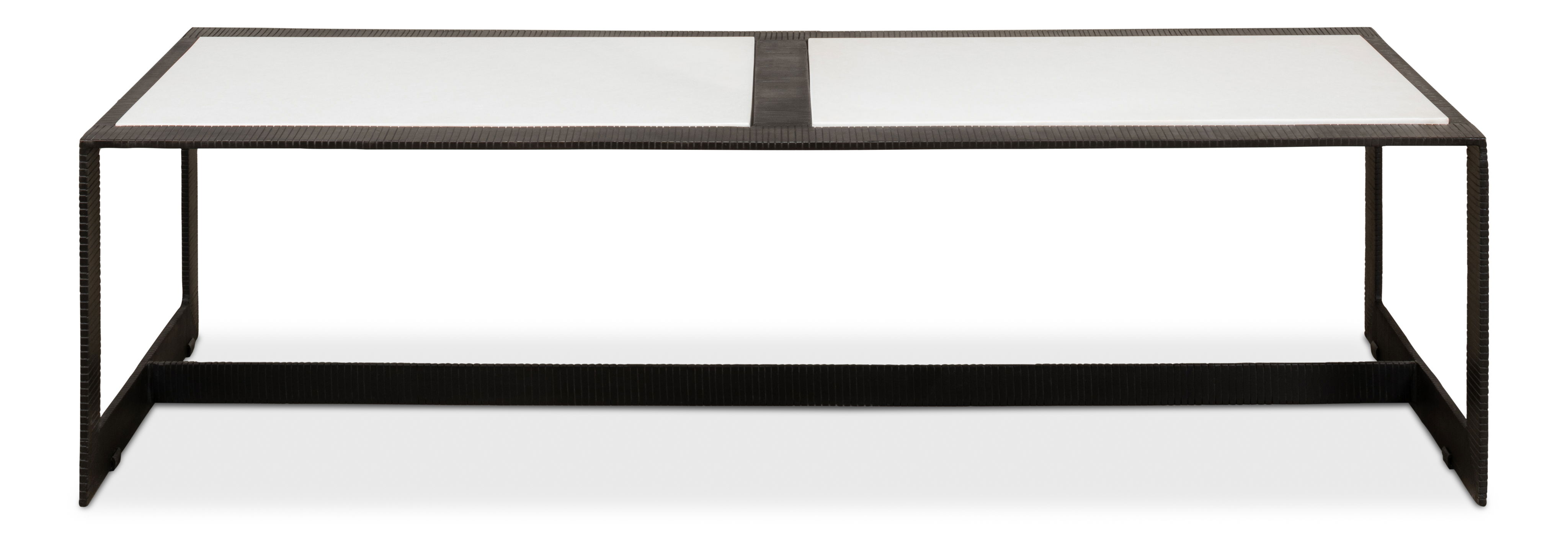 Ridged Iron Rectangular Coffee Table large image 