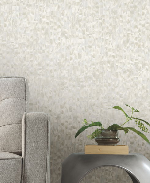Mother Of Pearl Grey & Beige Peel & Stick Wallpaper
