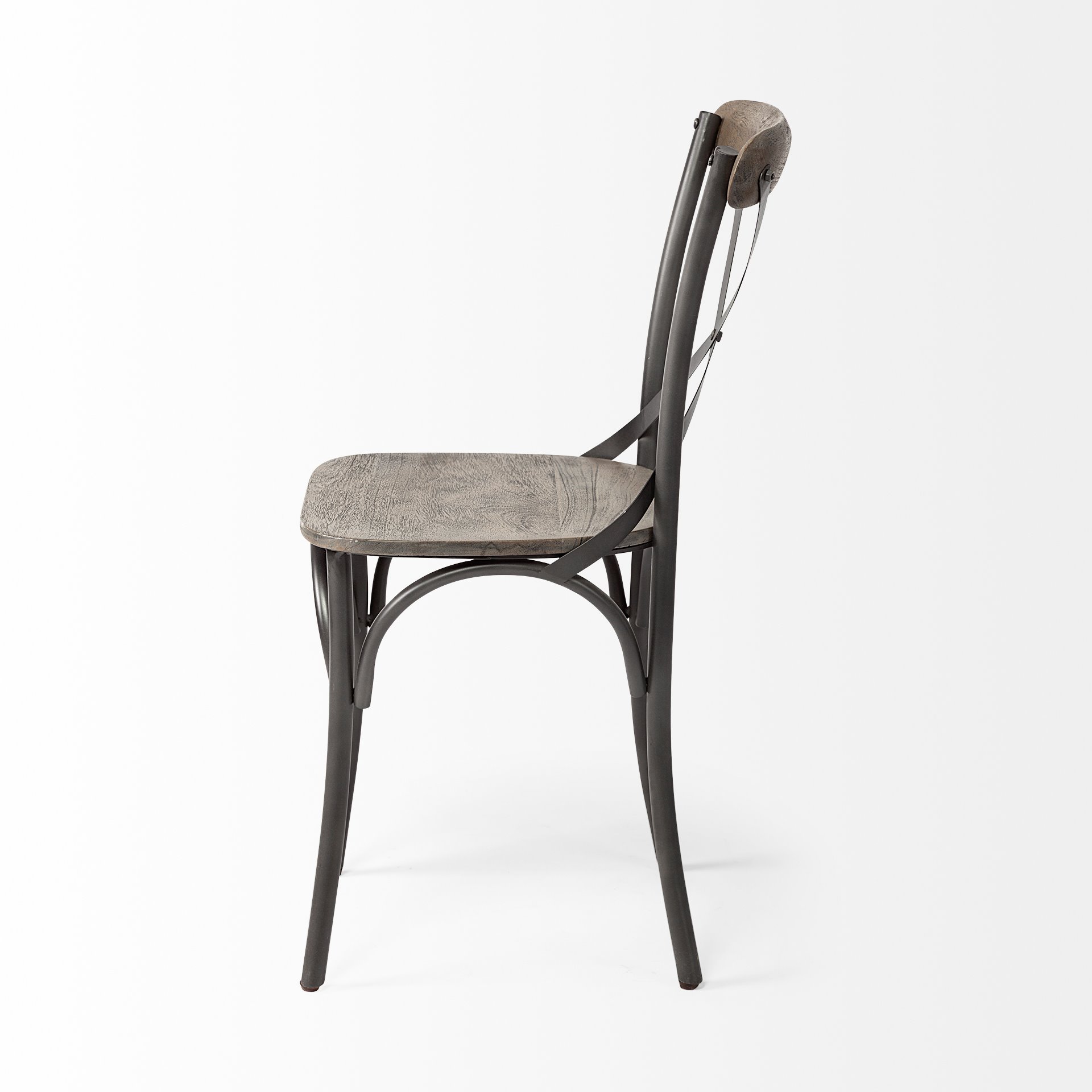 Etienne I Brown Solid Wood Seat Grey Iron Frame Dining Chair large image 