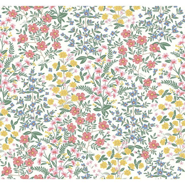 Wildwood Garden White & Pink Wallpaper large image 
