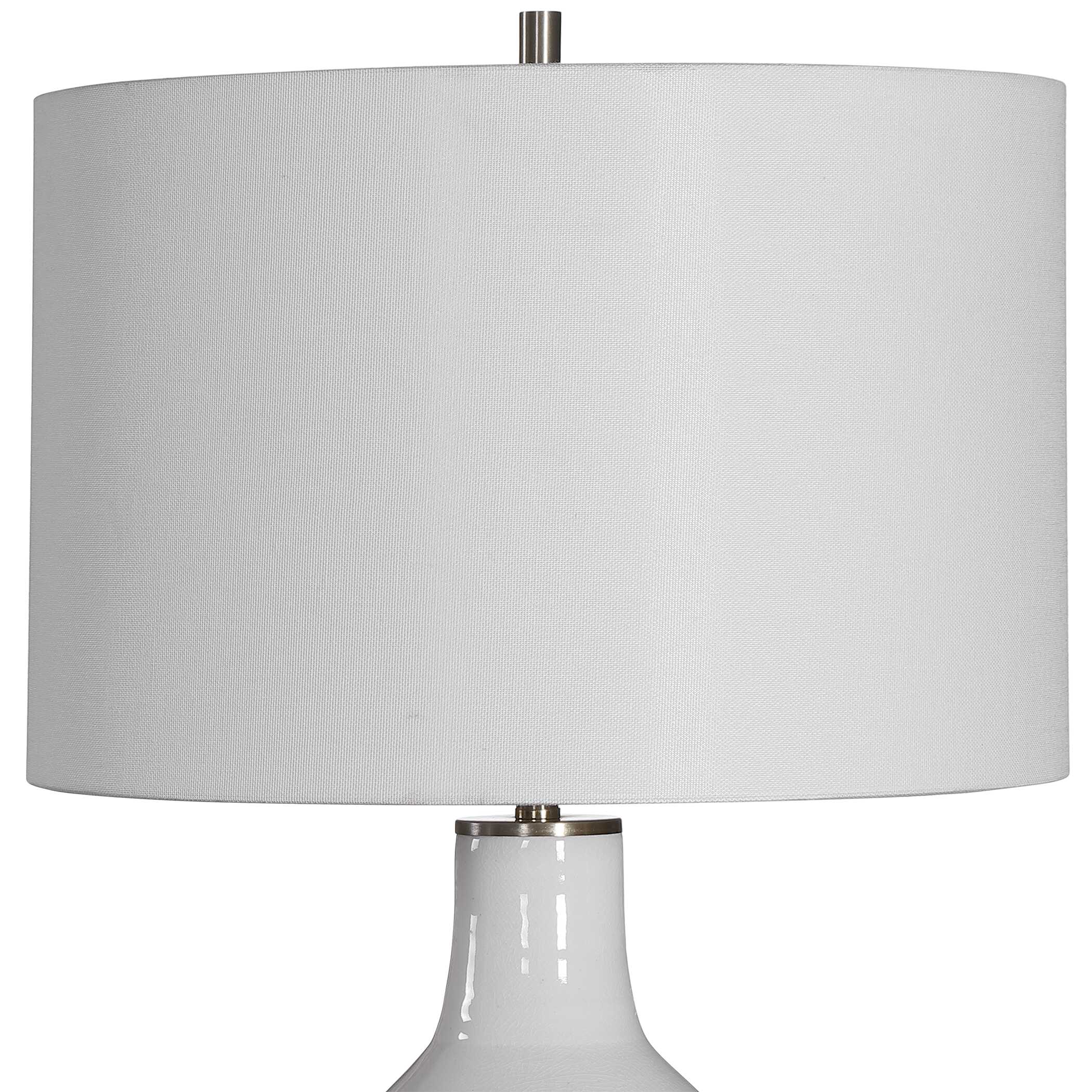 Dakota White Crackle Table Lamp, by Uttermost, 15" width x 26.5" height x 15" depth View 9