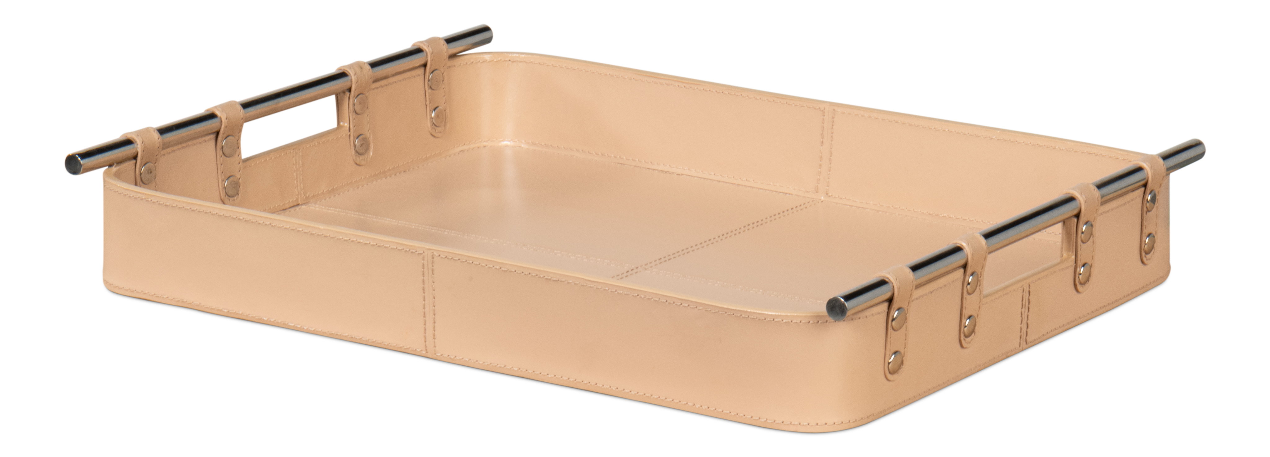 Safari Leather Tray, Mushroom, Decor by Sarreid, 19" length x 15" width x 2" height View 1