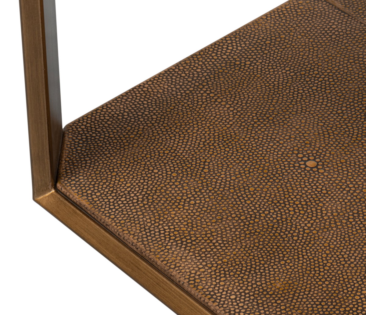 Gilbert Shagreen Side Table  Tawny Brown, by Sarreid, 1'6" length x 1'6" width x 2' height View 10