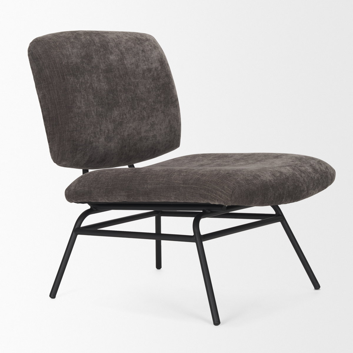 Nora Charcoal Fabric with Matte Black Metal Legs Accent Chair, by Mercana, 25" length x 30.25" width x 31" height View 9