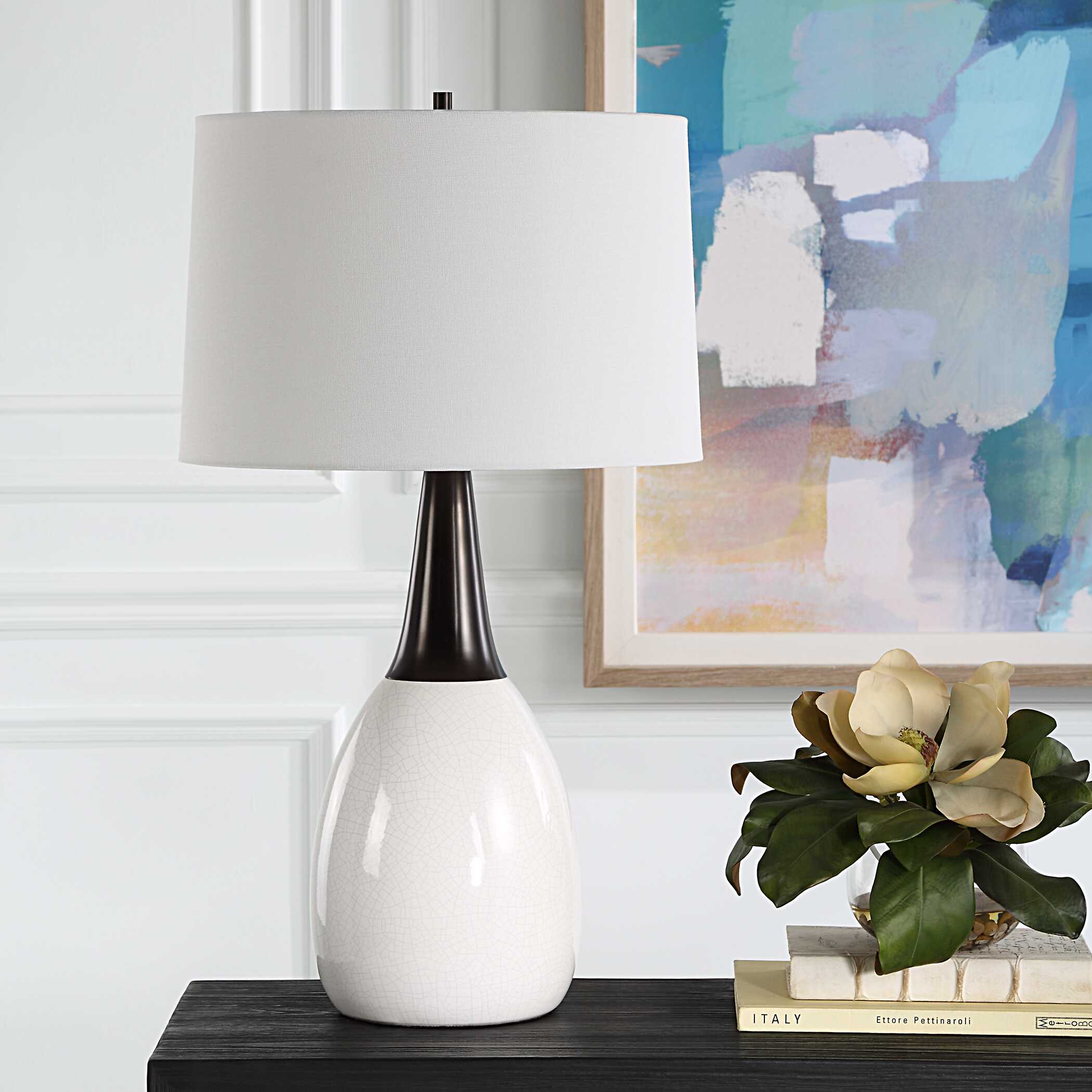 Fralin White Table Lamp, by Uttermost, 17" width x 30.5" height x 17" depth View 4