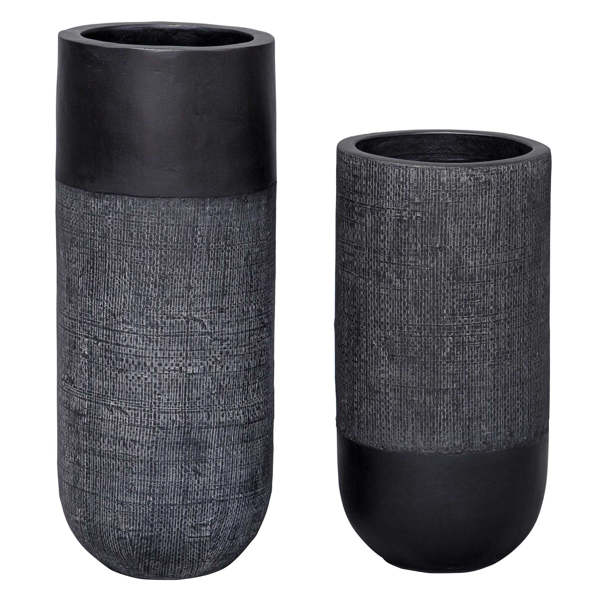Woven Shadow Vases Set/2, Decorative by Uttermost, 6" width x 15.25" height x 6" depth View 5
