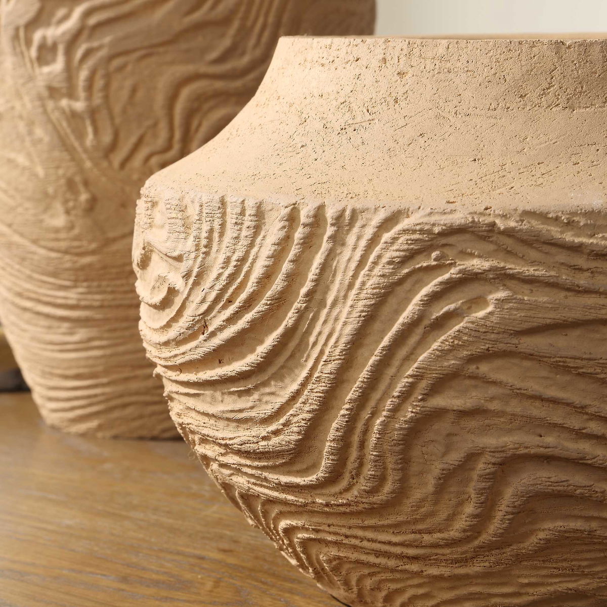 Sandstone Flow Small Terracotta Vase, by Uttermost, 12" width x 7" height x 12" depth View 6