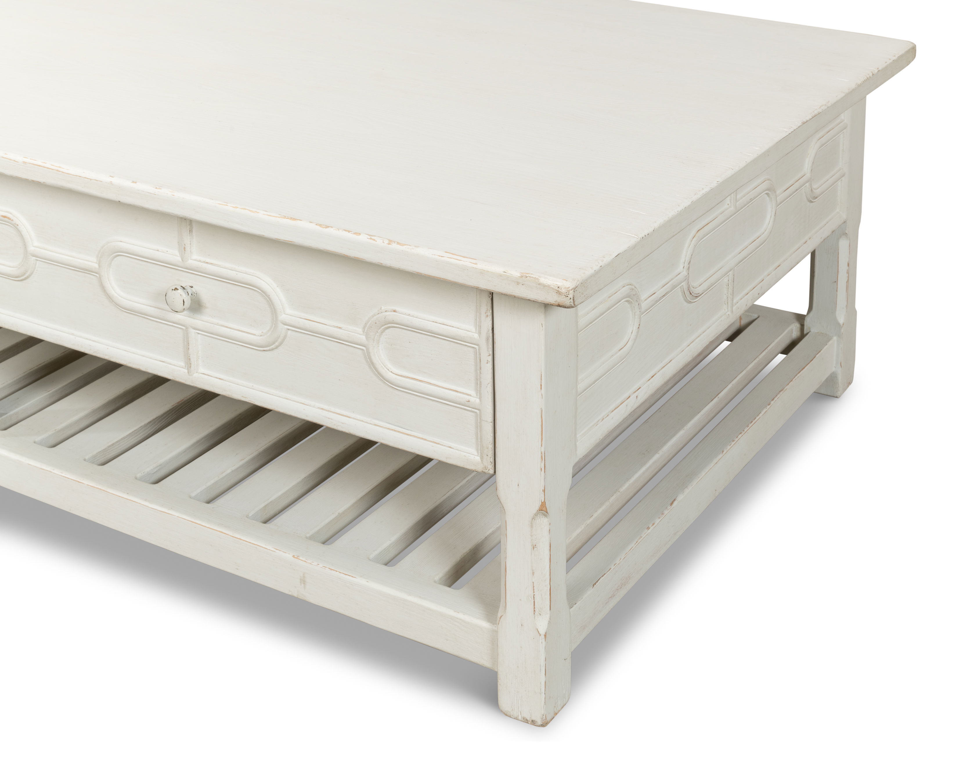 Isla Coffee Table, Antique White, by Sarreid, 67" length x 35" width x 19" height View 6