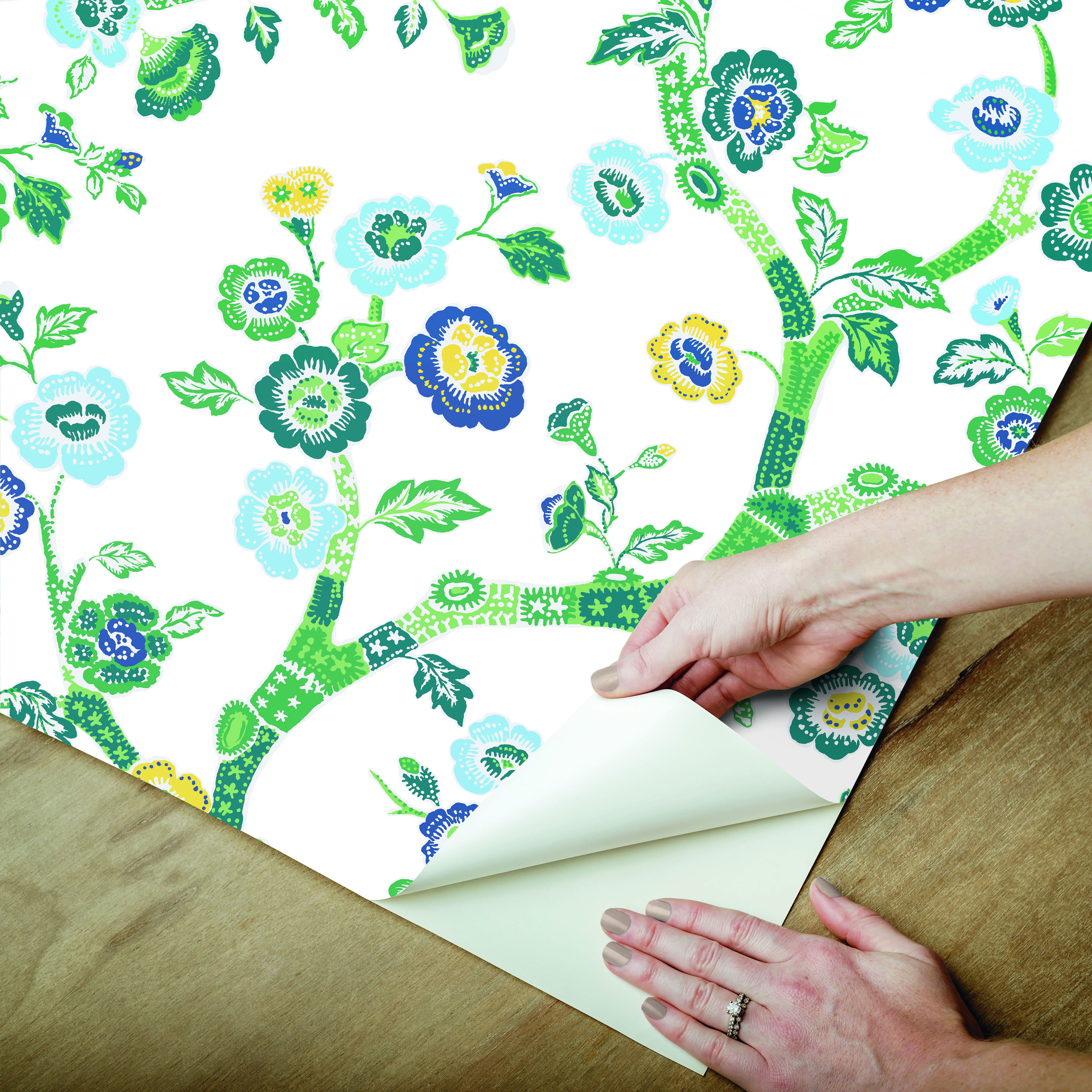 Temple Garden Bardados Green Peel & Stick Wallpaper large image 