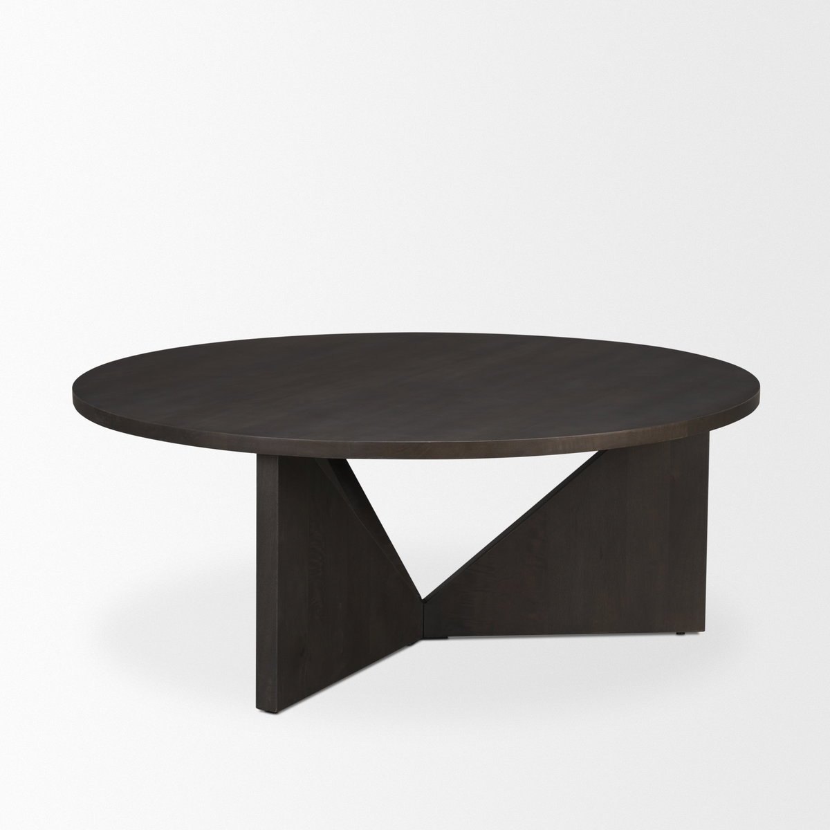 Tarro Brown Wood with Triangle Legs Coffee Table, by Mercana, 44" length x 44" width x 17.5" height View 6