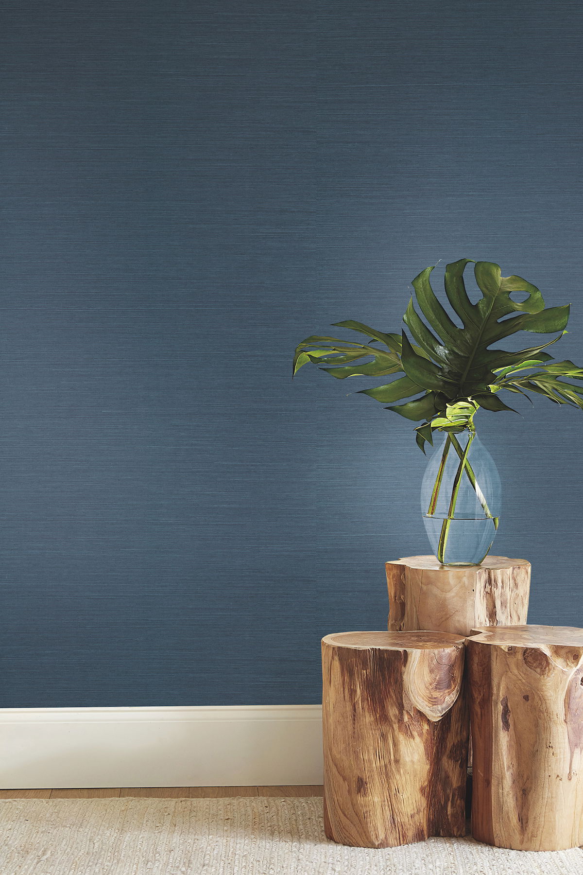 Plain Grass Sisal Grasscloth Blue Wallpaper large image 