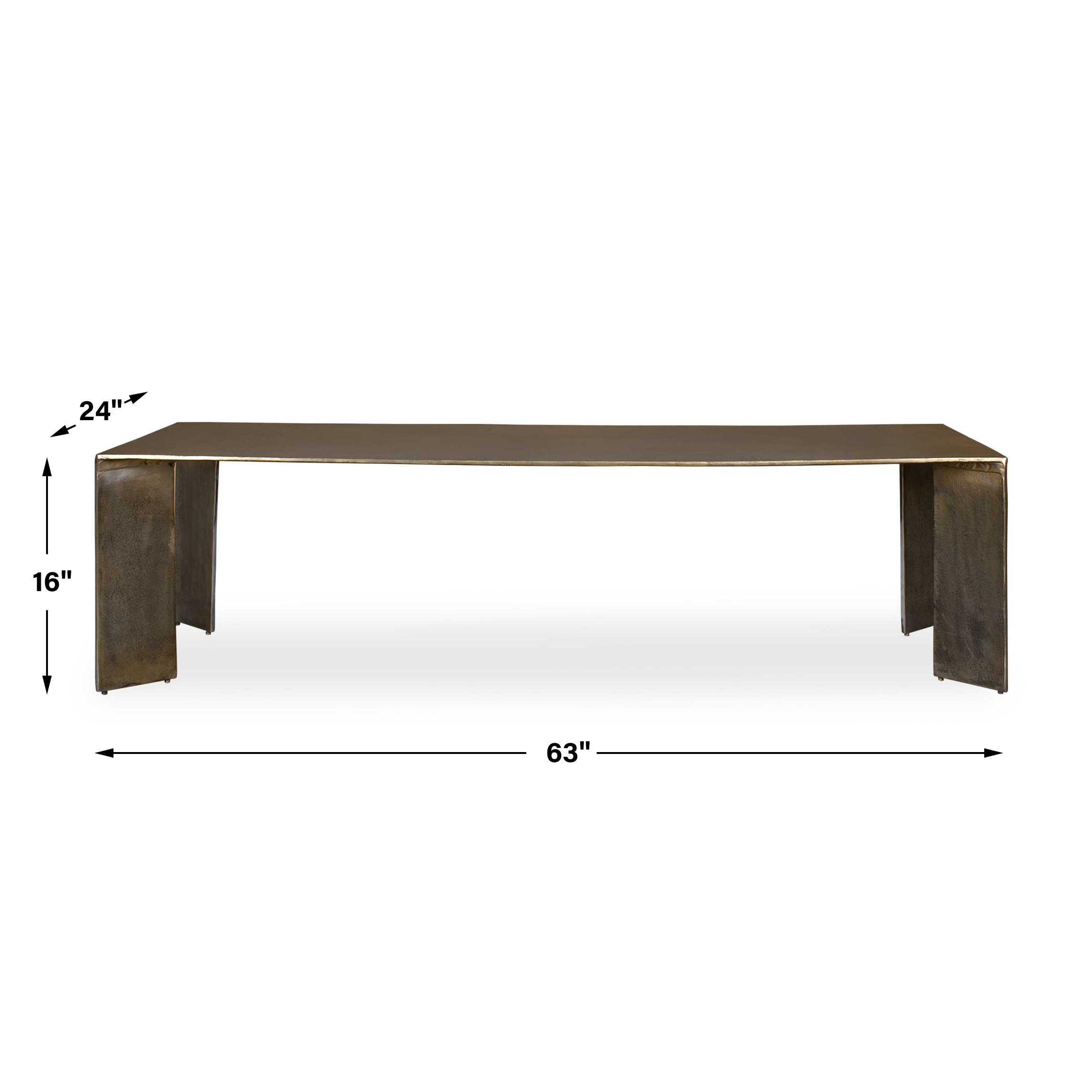 Reade Brass Outdoor Coffee Table, Furniture by Uttermost, 63" width x 16" height x 24" depth View 3