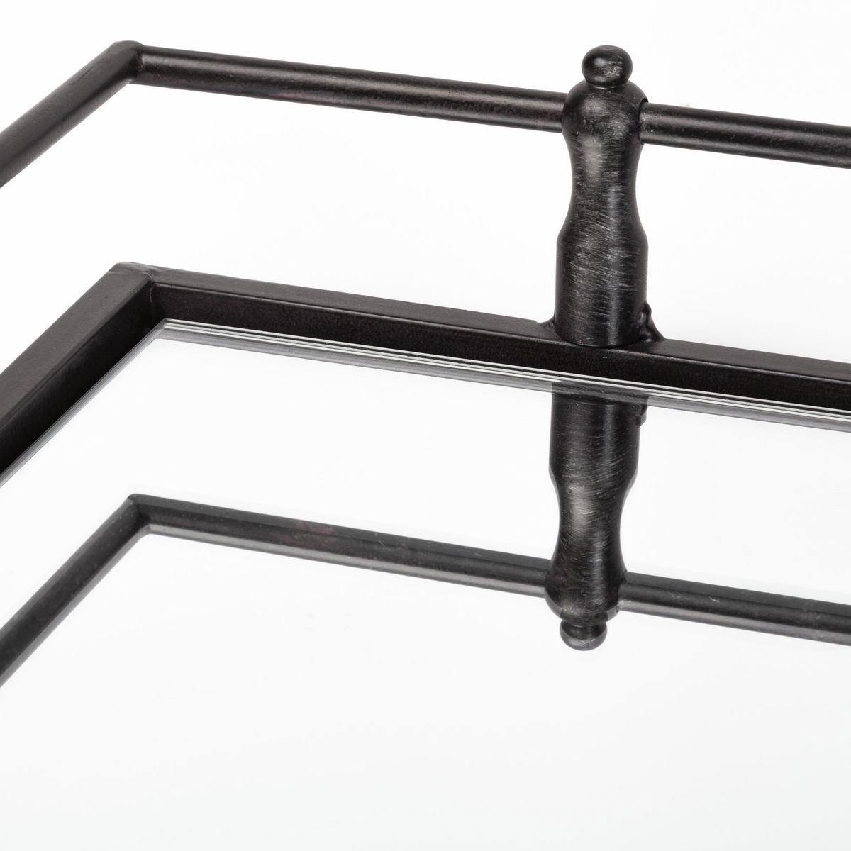 Christa 22L x 22W Black Metal Mirrored Base Square Tray, Decorative Tray by Mercana, 22.05" length x 22.05" width x 3.05" height View 7