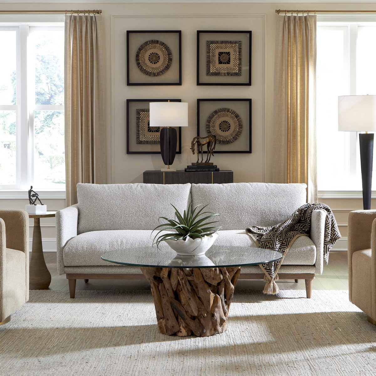 Freefall Gray Ceruse Sofa, Sofas & Sectional by Uttermost, 83" width x 33" height x 36.25" depth View 2