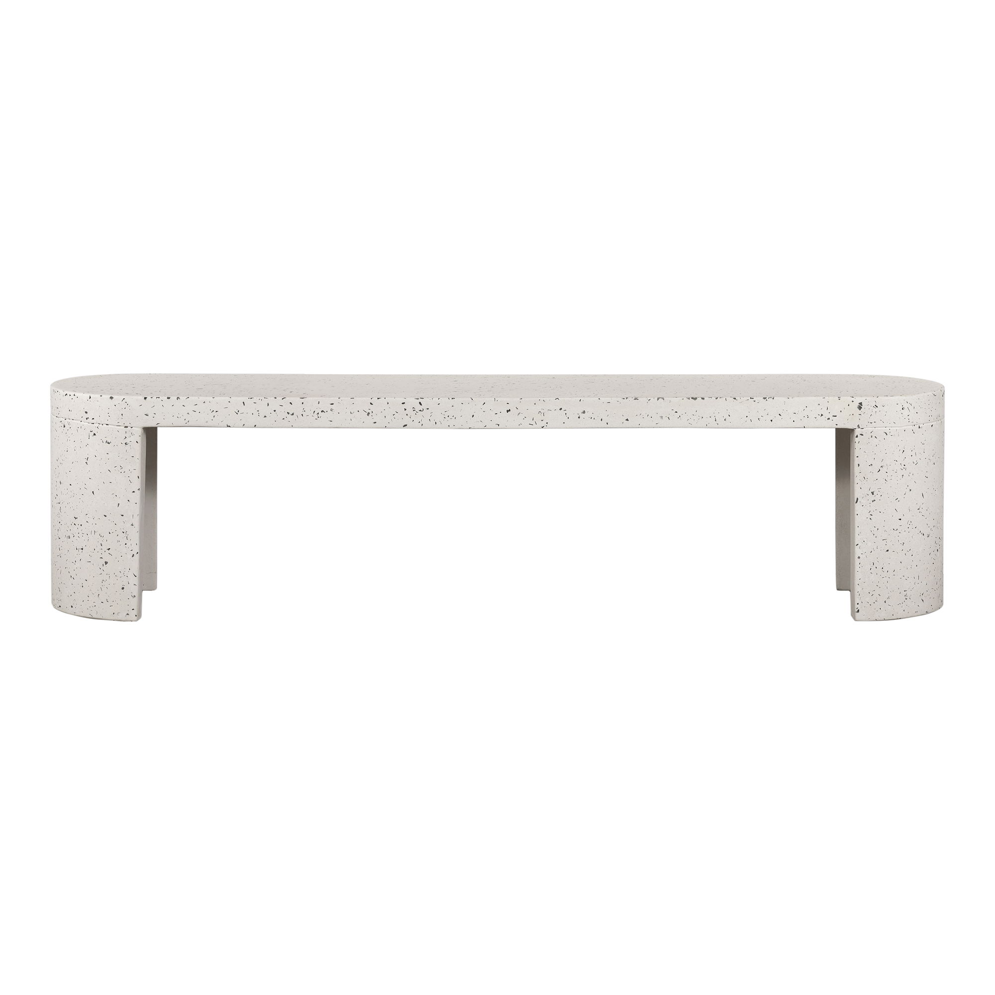 Lyon Outdoor Bench White Terrazzo, by Moe's Home, 5'10.9" width x 1'5.7" height x 1'3" depth View 1