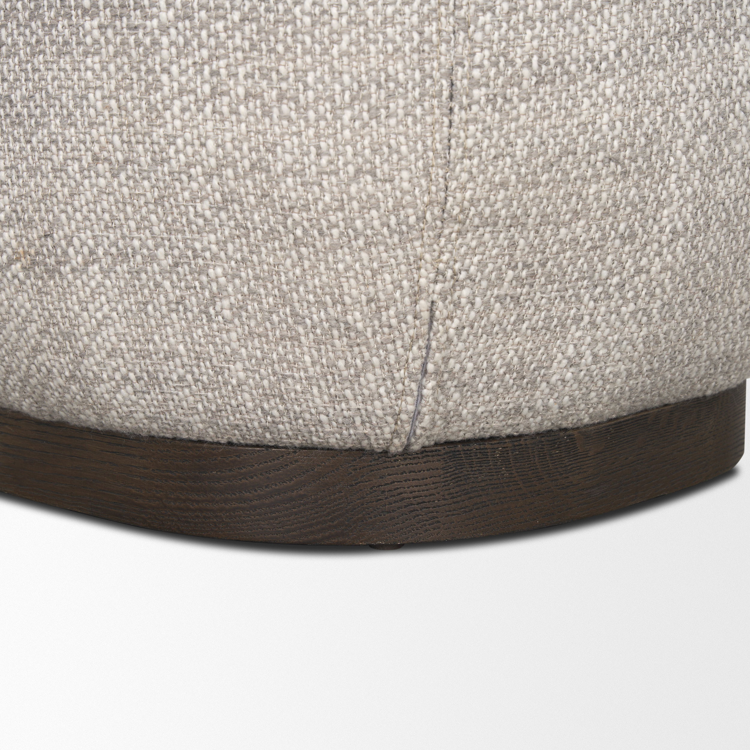 Siren Gray Fabric with Dark Brown Wood Round Accent Stool large image 