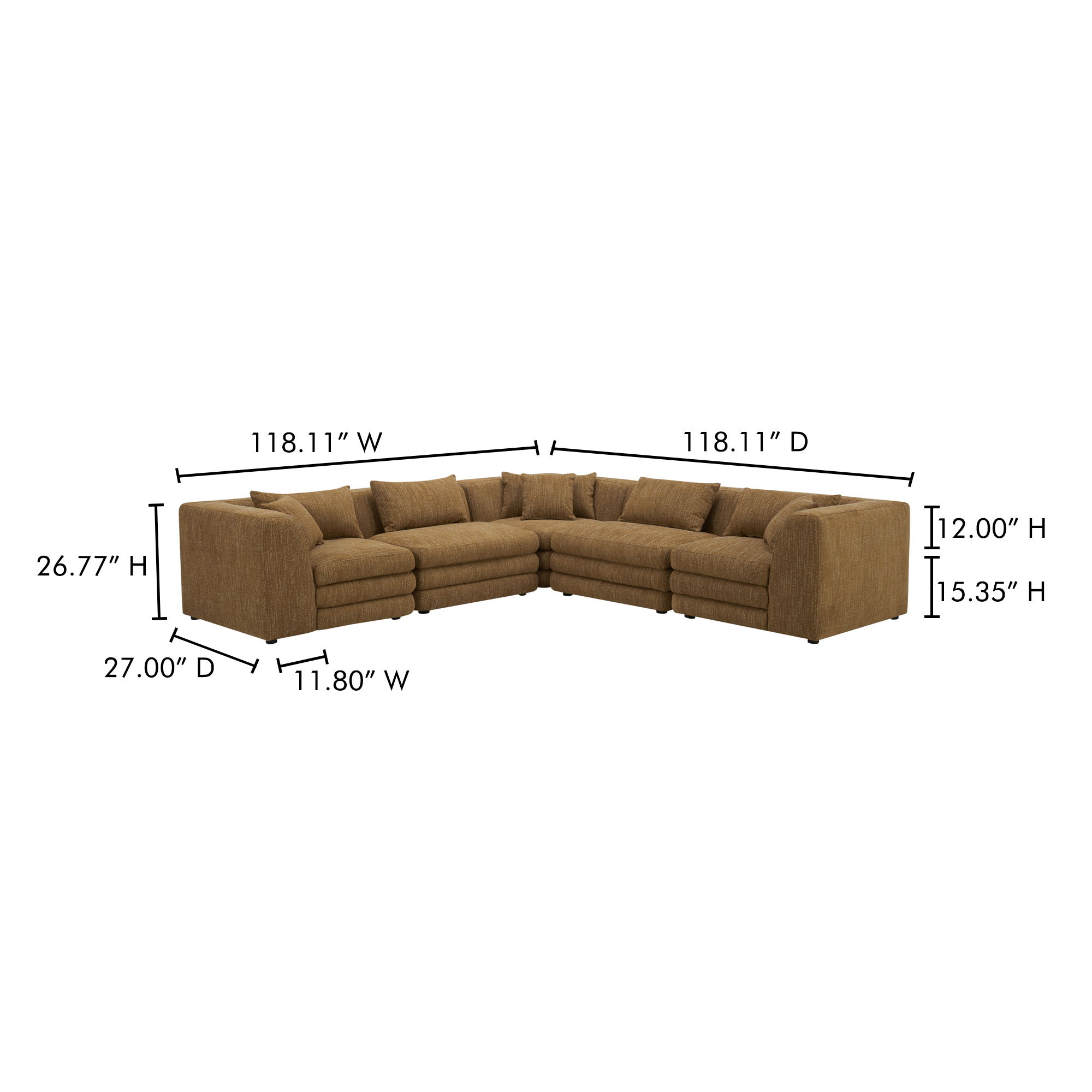 Lowtide Classic L-shaped Modular Sectional Amber Glow large image 