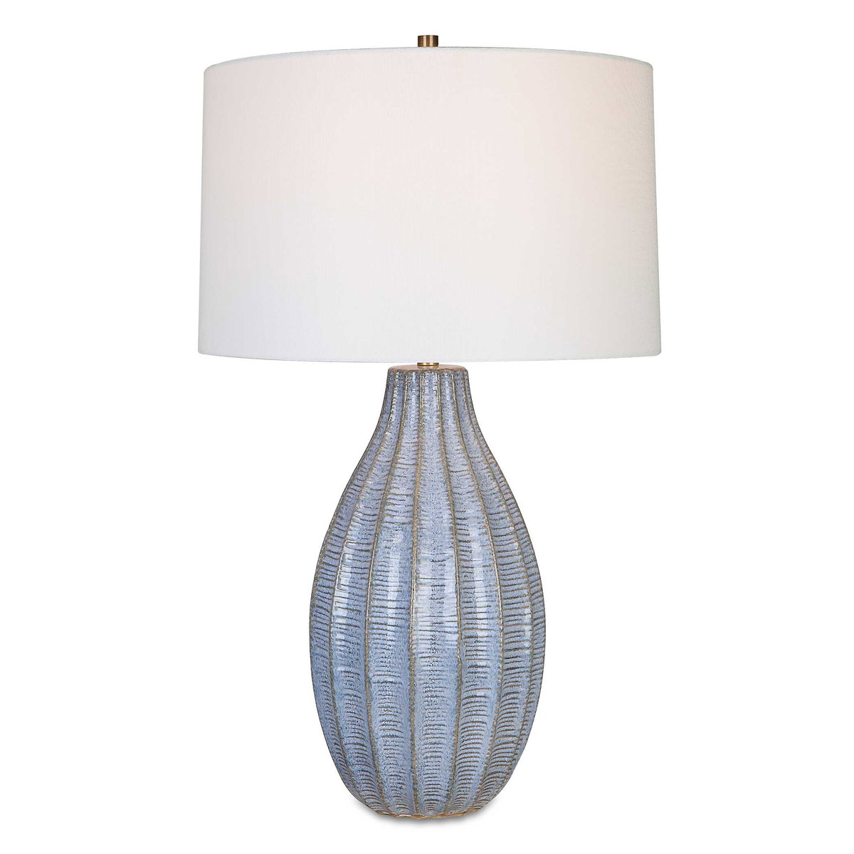 Veston Blue Glaze Table Lamp, by Uttermost, 17" width x 28" height x 17" depth View 1