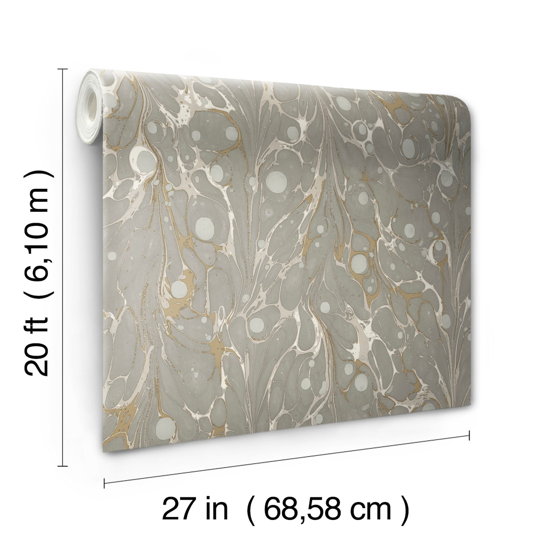 Marbled Endpaper Neutral Peel & Stick Wallpaper large image 