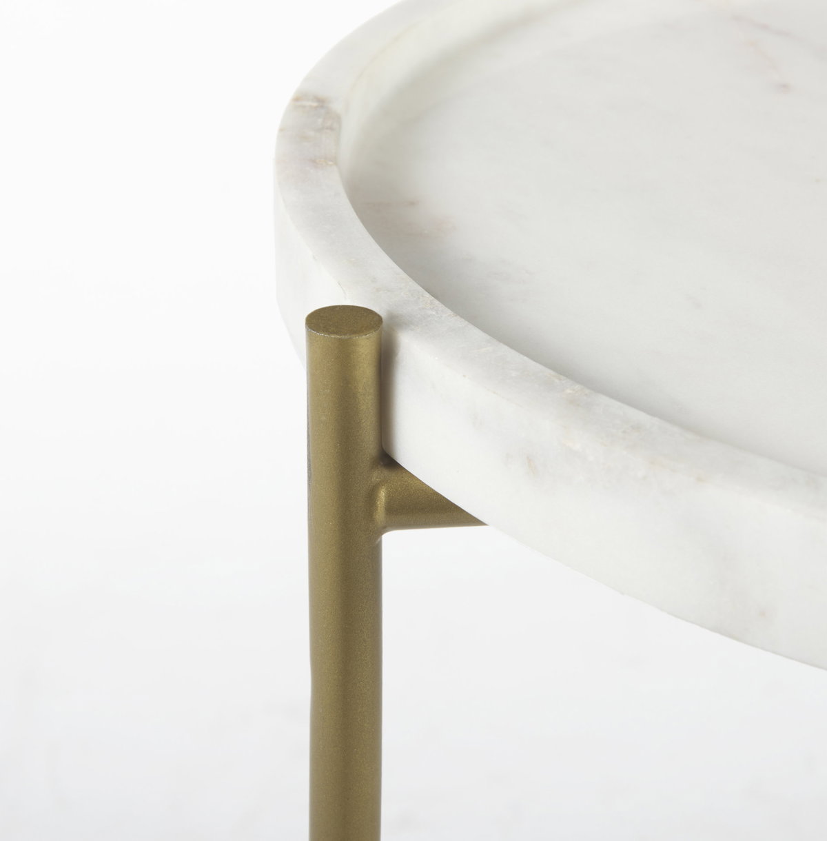 Stella 17L x 17W White Round Marble Top with Gold Base Accent Table, Side & End Table by Mercana, 16.5" length x 16.5" width x 23" height View 11
