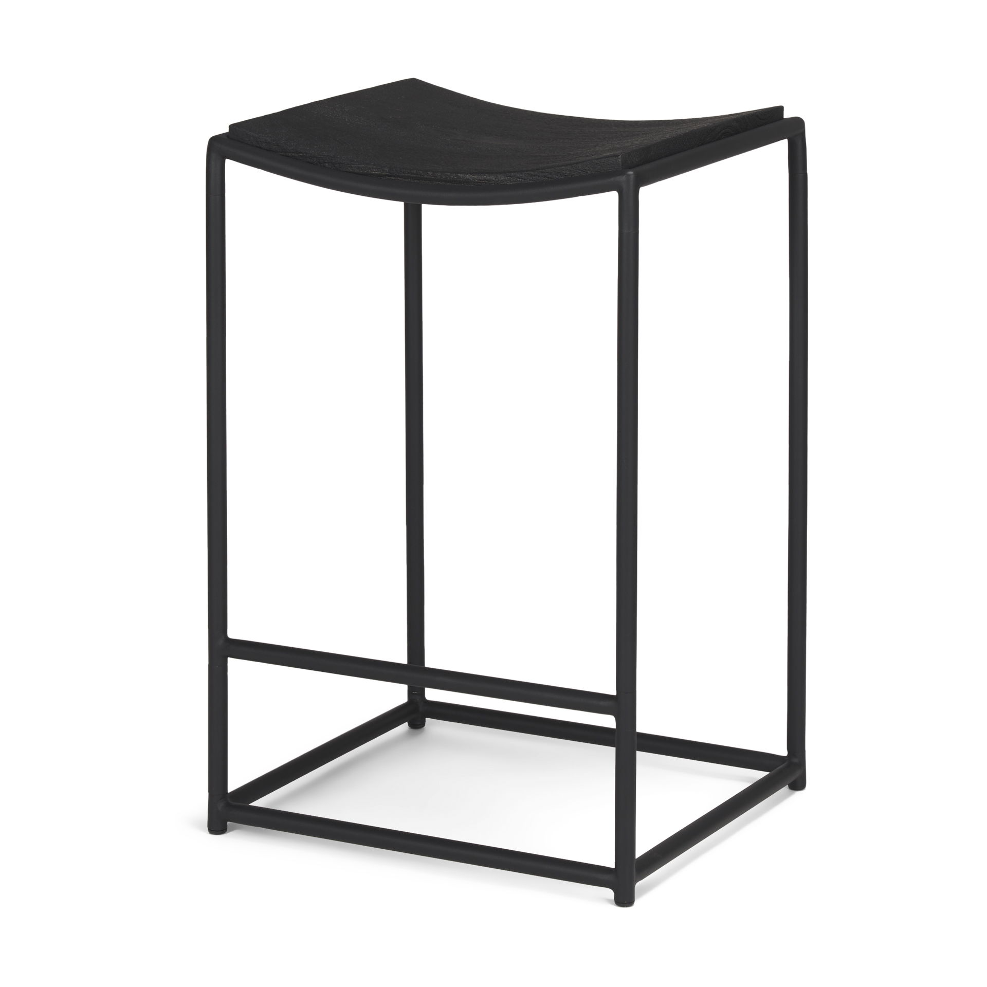 Taniel Textured Black Wood with Black Metal Counter Stool, Counter & Bar Stool by Mercana, 18" length x 16" width x 27.25" height View 1