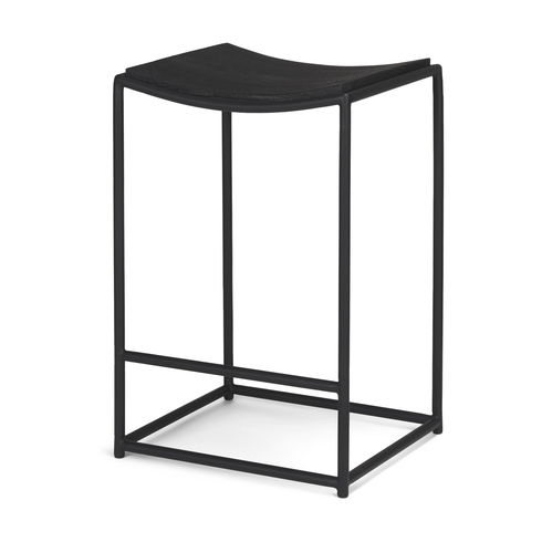 Taniel Textured Black Wood with Black Metal Counter Stool