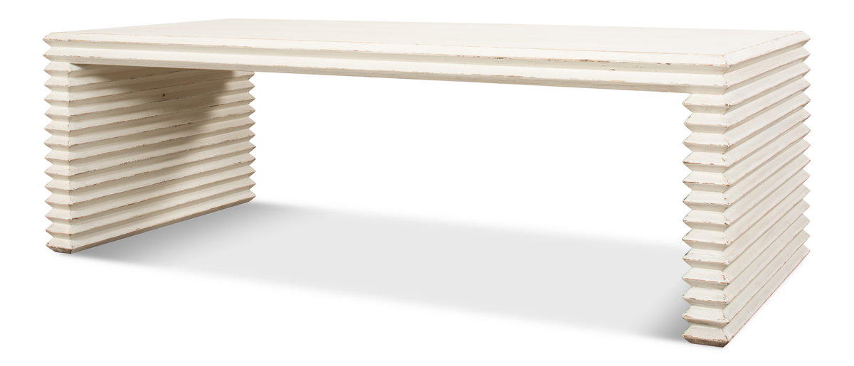 Stacked Cocktail Table  Antique White, by Sarreid, 2'2" length x 4'7" width x 1'6" height View 3