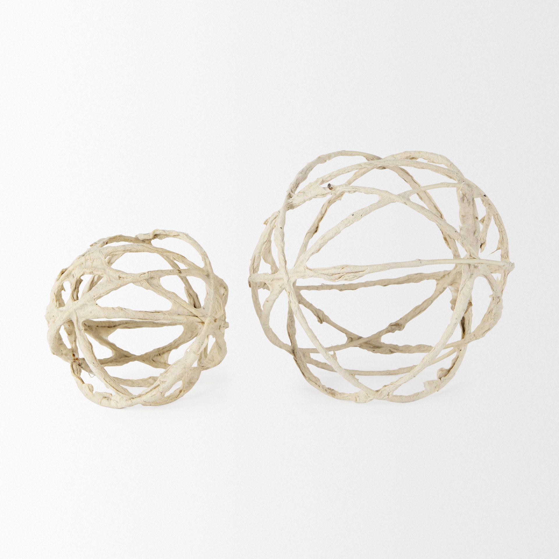 Kali  Small Beige Decorative Metal and Paper Object, Decorative Object by Mercana, 4.53" length x 4.53" width x 4.53" height View 5