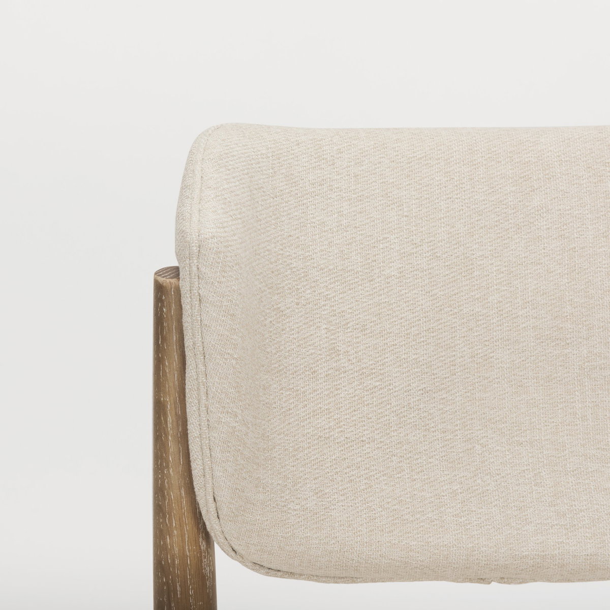 Cline Curved Back Dining Side Chair | Cream Fabric with Brown Wood, Dining Chair by Mercana, 21" length x 22.5" width x 32" height View 12