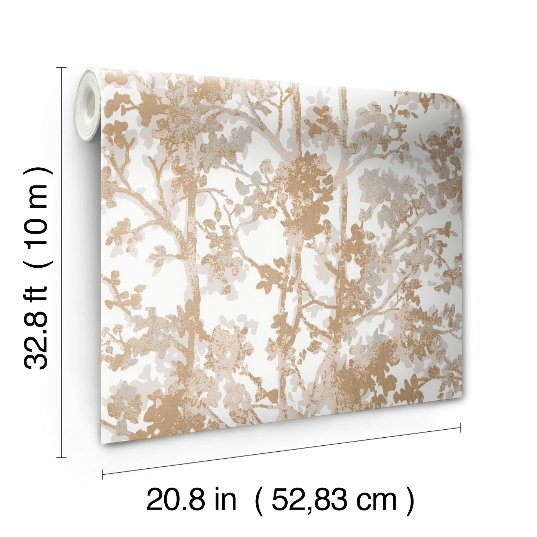 Shimmering Foliage White & Gold Wallpaper Shimmering Foliage White & Gold Wallpaper large image