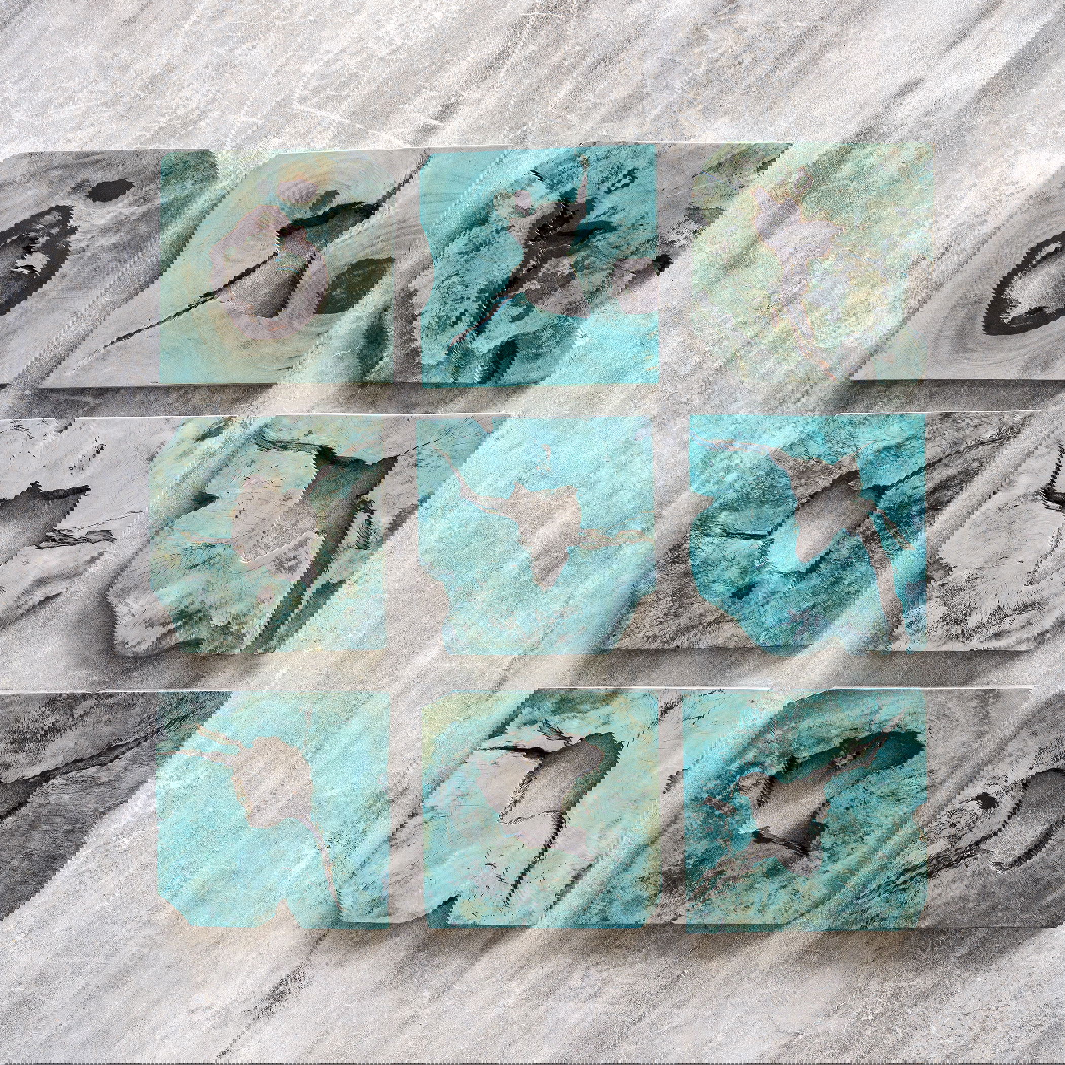 Bahati Wood Wall Décor In Blue Set/9, Sculptural Wall Art by Uttermost, 16" width x 16" height x 1.37" depth View 2