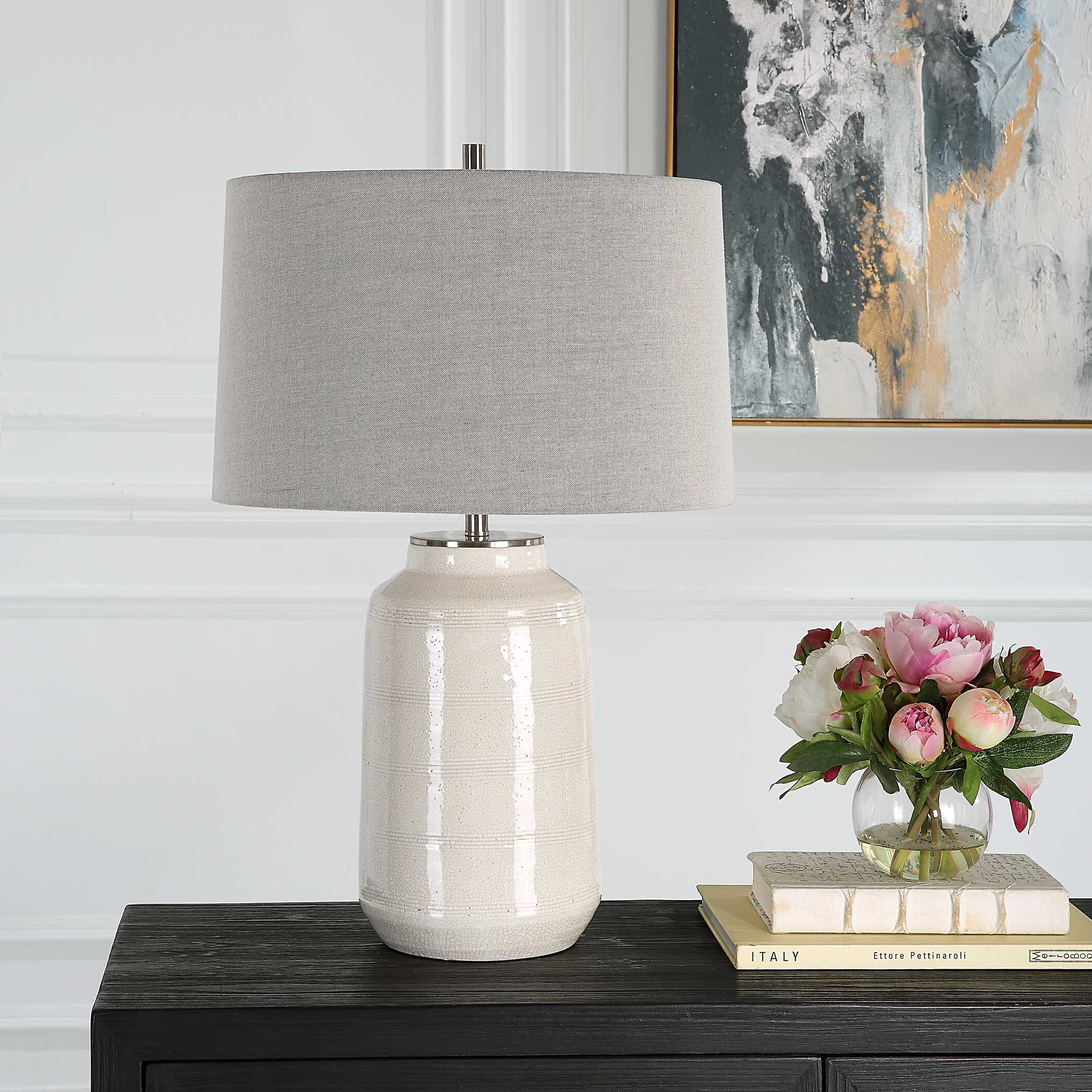 Odawa White Farmhouse Table Lamp large image 