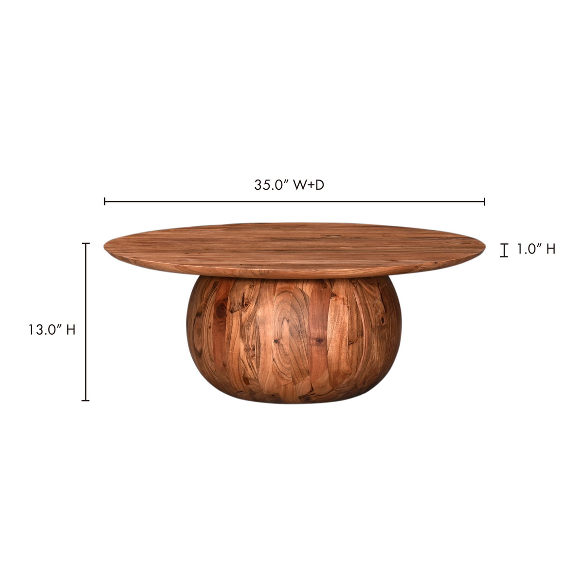 Bradbury Coffee Table Natural, by Moe's Home, 35.5" width x 14" height x 35.5" depth View 7