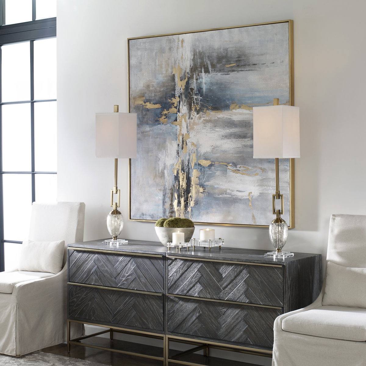 Road Less Traveled Abstract Art, by Uttermost, 4'3" width x 4'3" height x 1.7" depth View 2