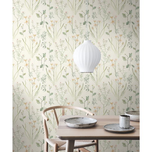 Alpine Botanical White Wallpaper