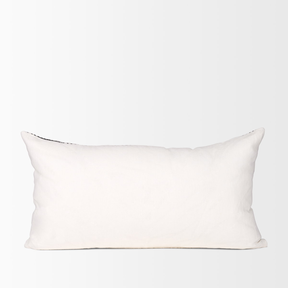 Jenna 14x26 Cream with Black Print Linen Lumbar Decorative Pillow Cover, by Mercana, 14" length x 26" width x 0.2" height View 8