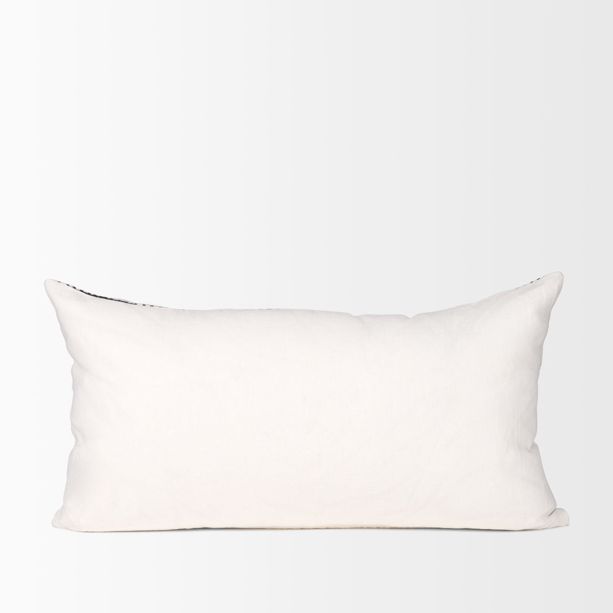 Jenna 14x26 Cream/Black Print Linen Lumbar Decorative Pillow Cover, by Mercana, 14" length x 26" width x 0.2" height View 8