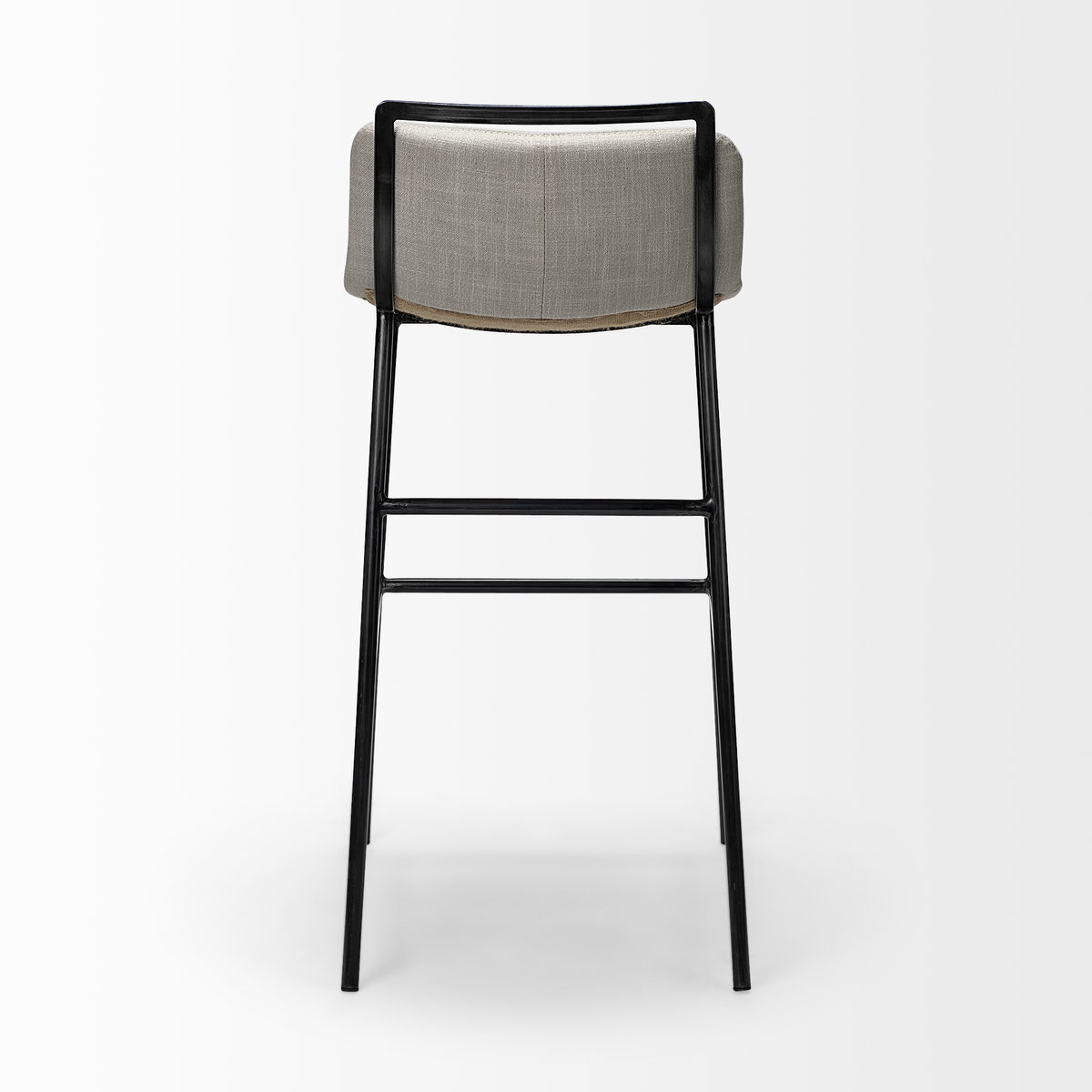 Kavalan Low Back 28.5in Seat Bar Stool | Beige Fabric with Gray Metal, Counter & Bar Stool by Mercana, 17.7" length x 20.9" width x 37.5" height View 5