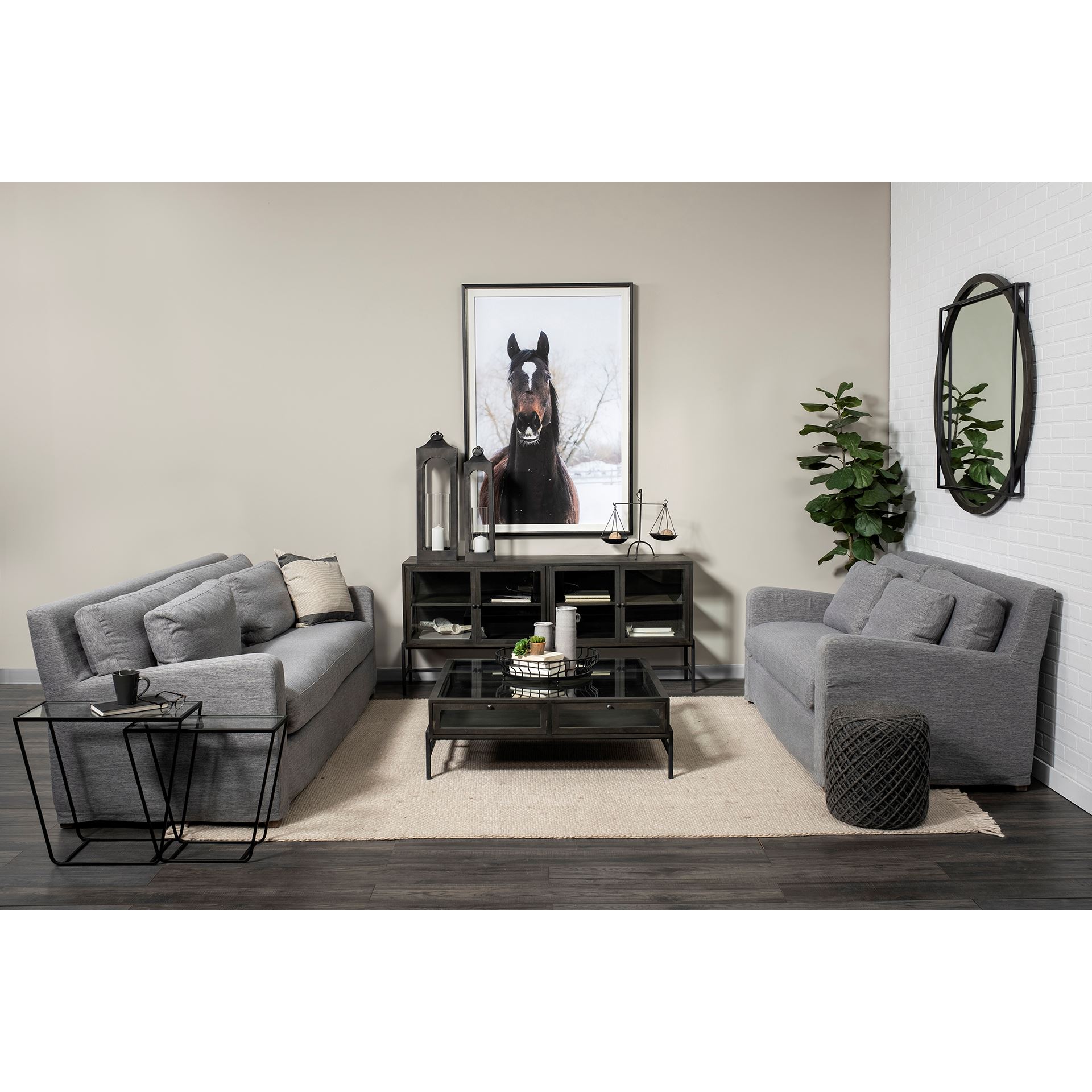 Denly II 92' Casterock Gray Slipcover Three Seater Sofa, Sofas & Sectional by Mercana, 93" length x 38" width x 35" height View 2