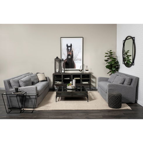 Denly II 92" Casterock Gray Slipcover Three Seater Sofa