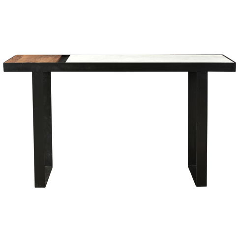 Blox Console Table White Marble And Warm Brown