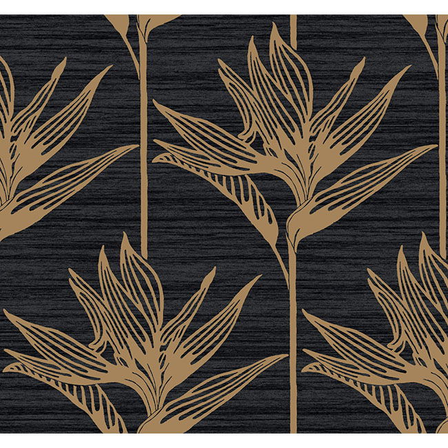 Bird of Paradise Black & Gold Wallpaper