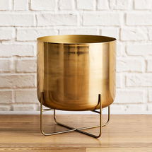 Online Designer Other Spun Metal Standing Planter, Low , 14.1"D x 16.25"H, Antique Brass