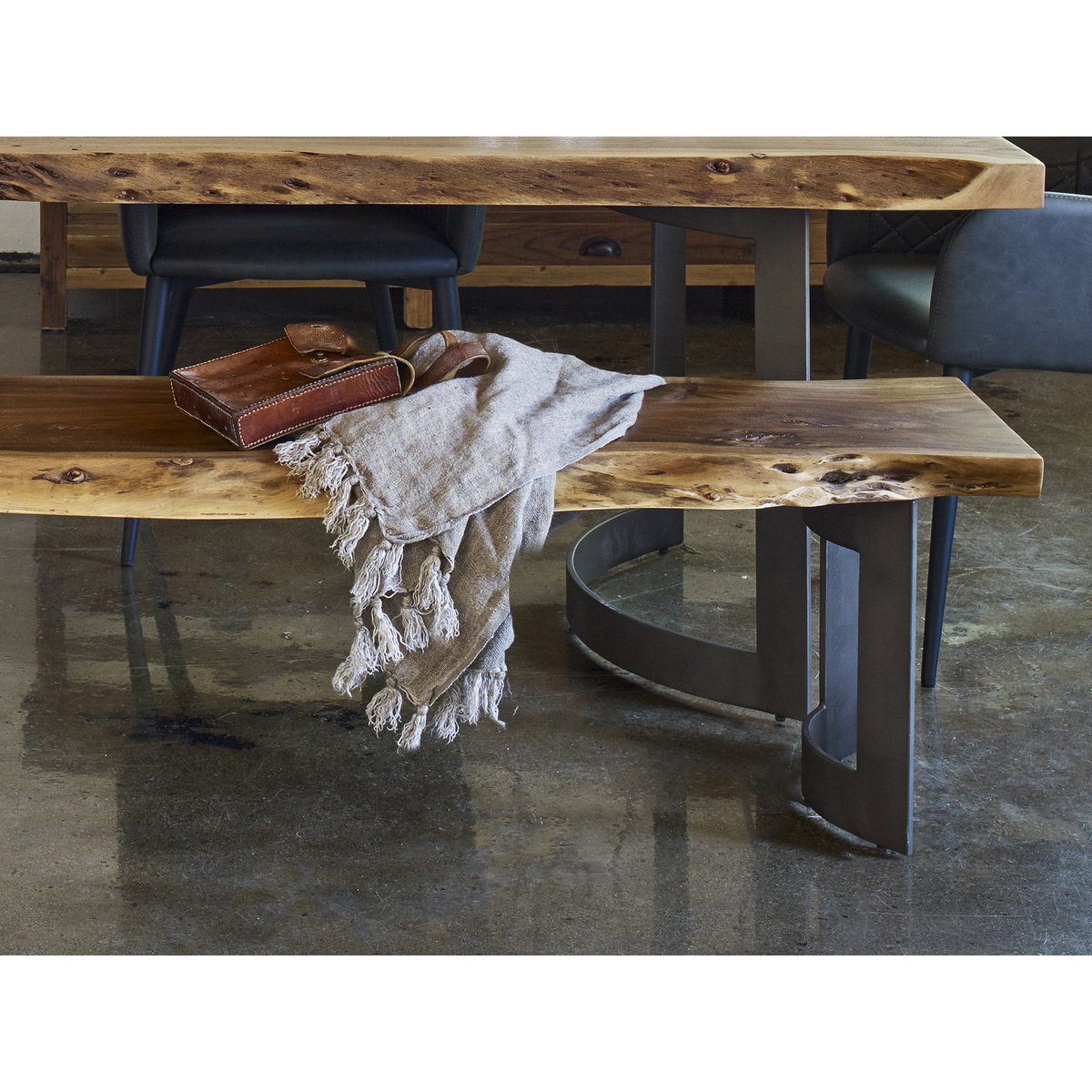 Bent Bench Large Brown, Benche by Moe's Home, 108" width x 18" height x 15" depth View 8