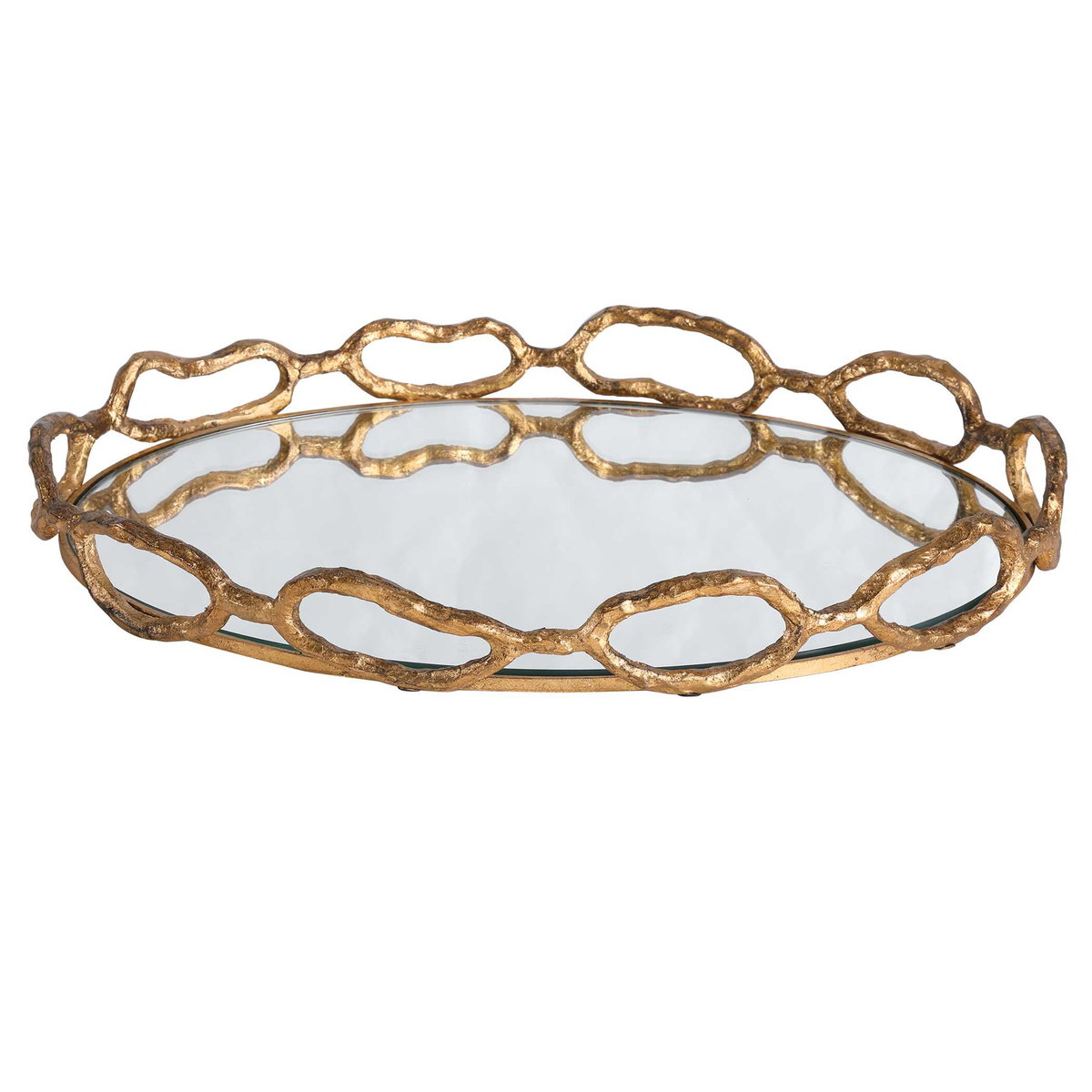 Cable Chain Mirrored Tray, Decorative Tray by Uttermost, 18.62" width x 2.37" height x 12.87" depth View 4