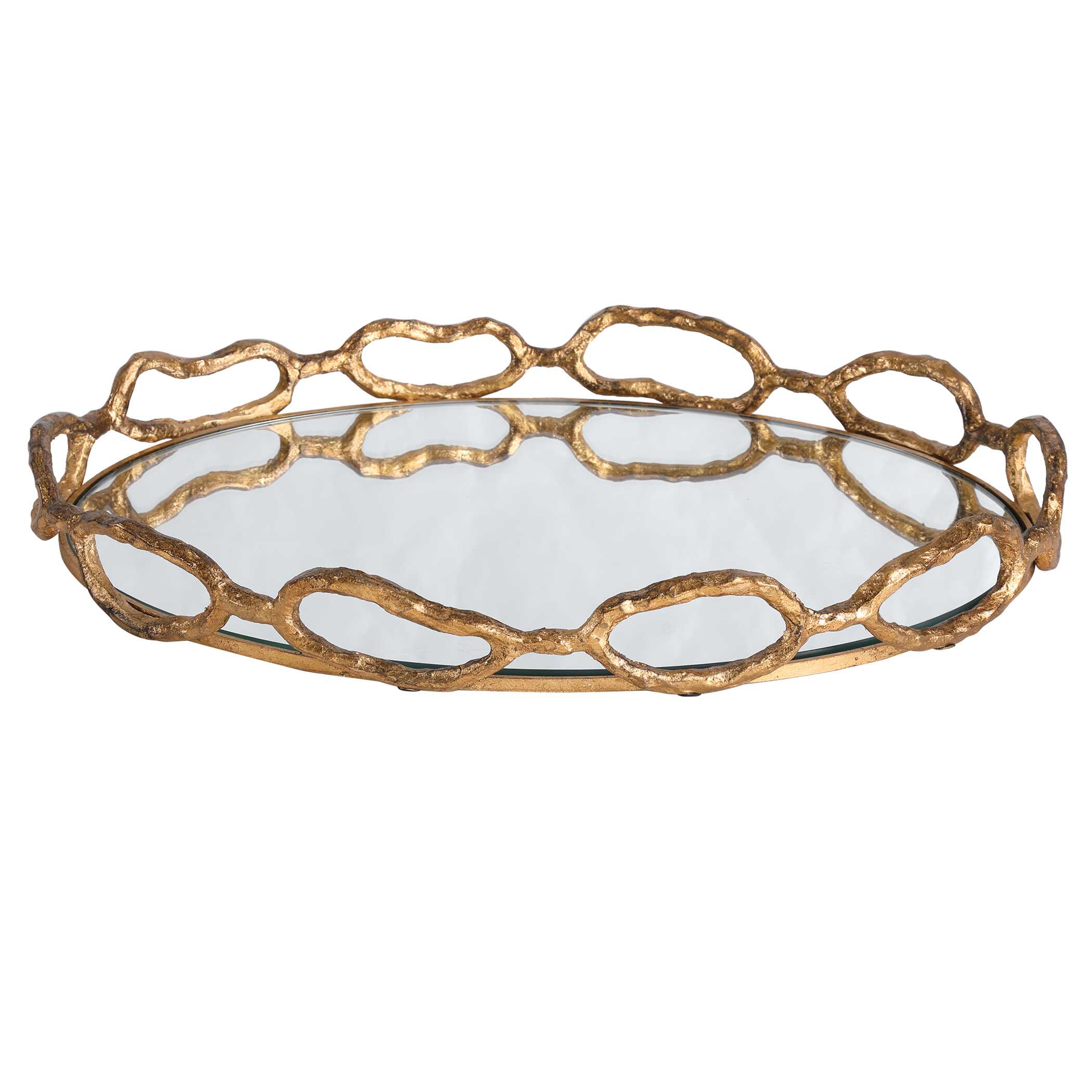 Cable Chain Mirrored Tray, Decorative by Uttermost, 18.62" width x 2.37" height x 12.87" depth View 4