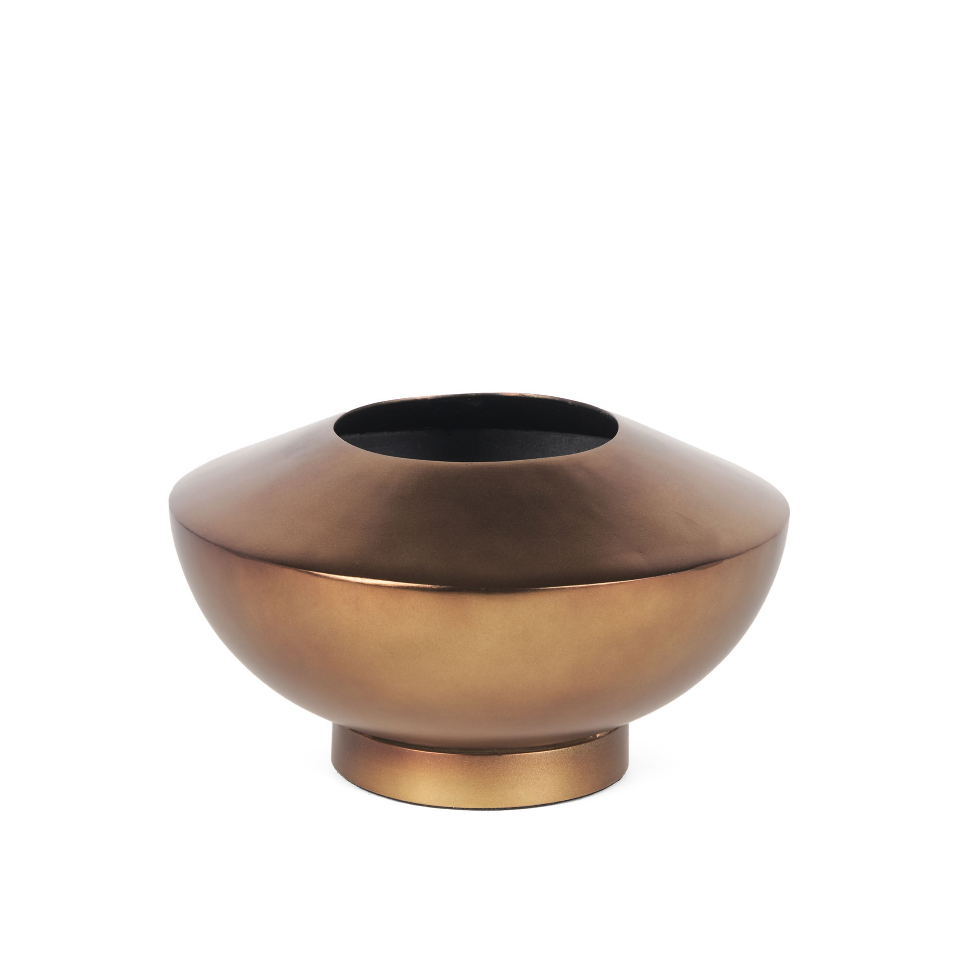 Quiana Medium Textured Gold Metal Vase, by Mercana, 8.25" length x 8.25" width x 4.75" height View 1