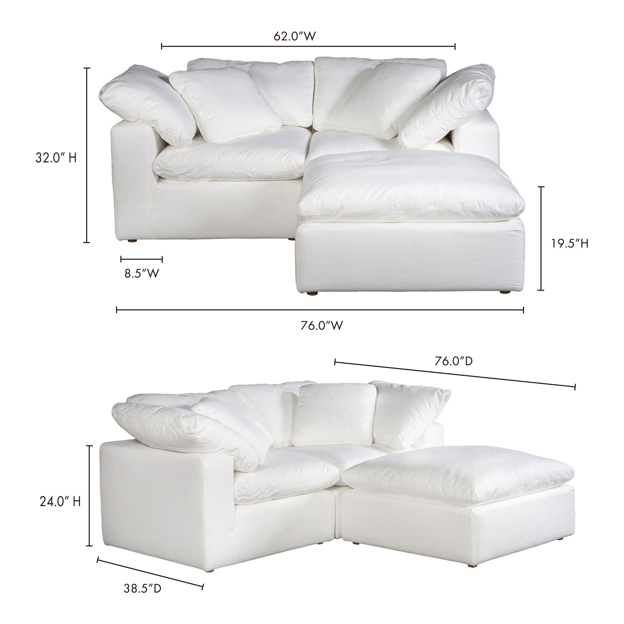 Terra Condo Nook Modular Sectional Cream White large image 