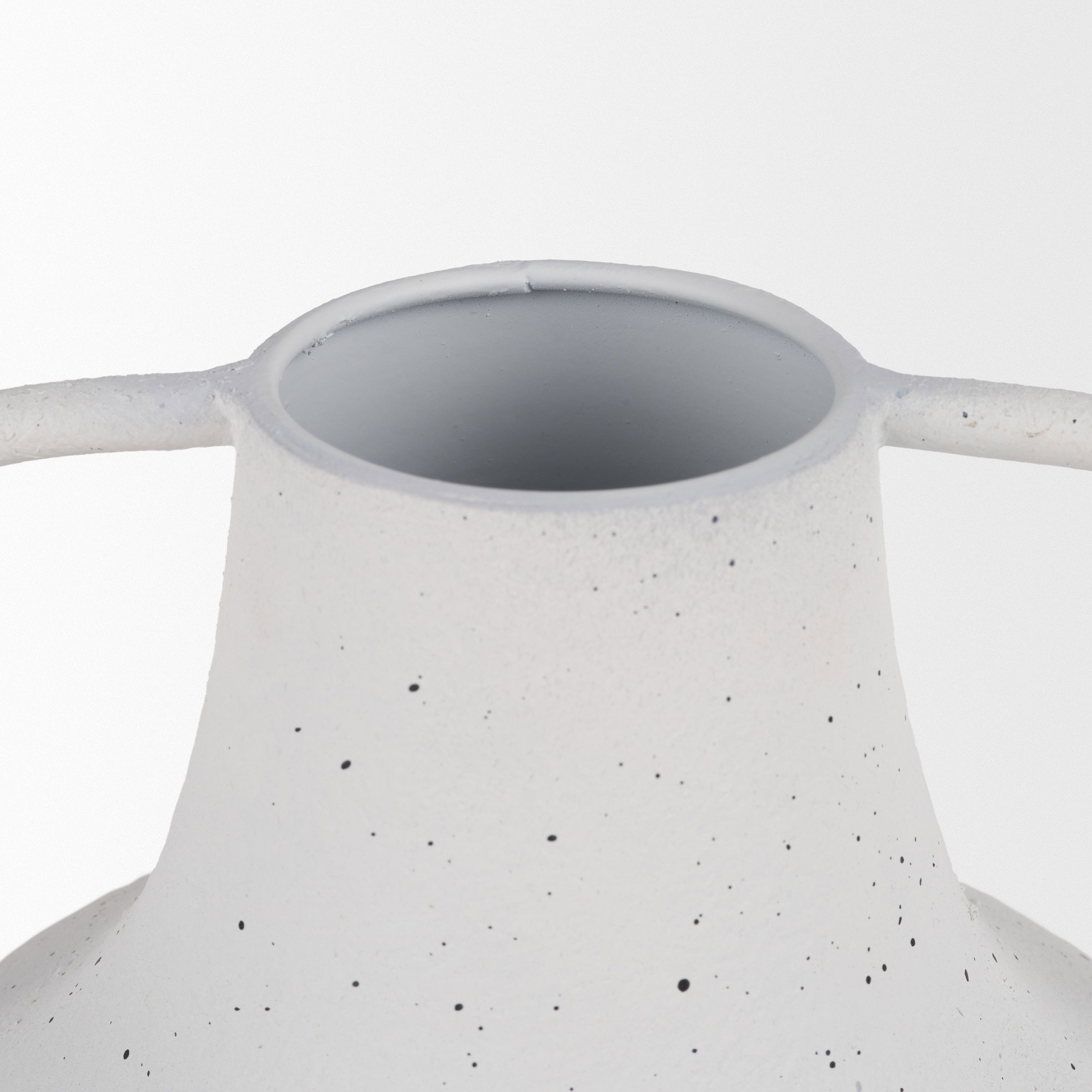 Treva Tall White with Black Speckles Metal Vase, by Mercana, 9.06" length x 7.87" width x 12.2" height View 8