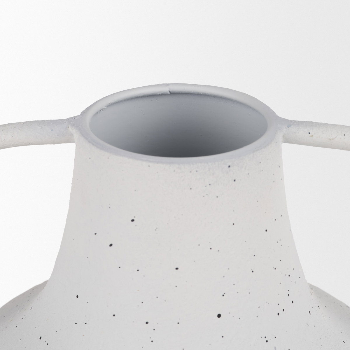 Treva Tall White with Black Speckles Metal Vase, by Mercana, 9.06" length x 7.87" width x 12.2" height View 8